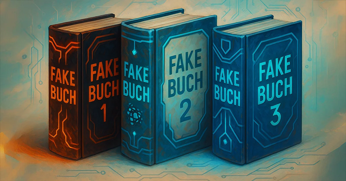 3 Fake Bücher nebeneinander